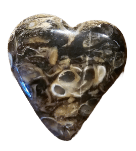 A polished heart-shaped stone